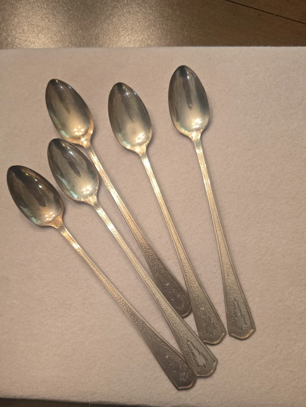 Vintage Beacon Miami Silver-plate Engraved Iced Tea Spoon Set - 5 Pieces   7.50